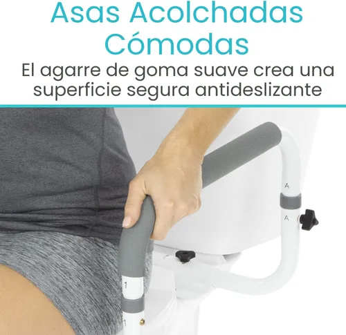 Miniatura 9 de Vive Barandilla de seguridad para inodoro - Barra de agarre ajustable - Marco de soporte compacto con pasamanos para asiento de inodoro de baño