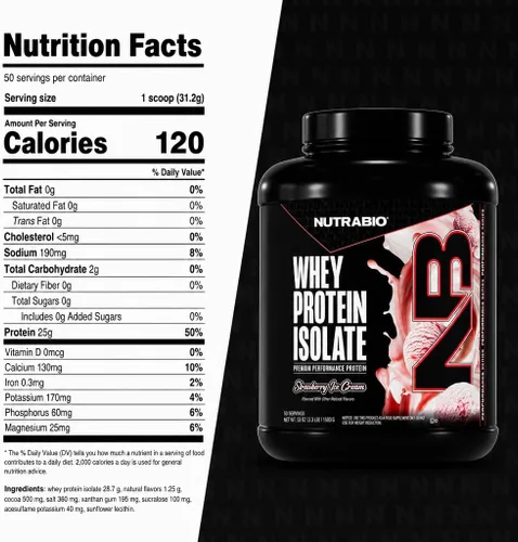 Miniatura 8 de NutraBio 100% Aislado de Proteína de Suero en Polvo, 25g de Proteína con Perfil Completo de Aminoácidos, Libre de Soja y Gluten, Proteína de Suero