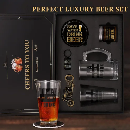 Miniatura 5 de Regalos de cerveza para hombres, cesta de regalo para amantes de la cerveza, caja de regalo para papá, marido, novio, abuelo, aniversario, boda