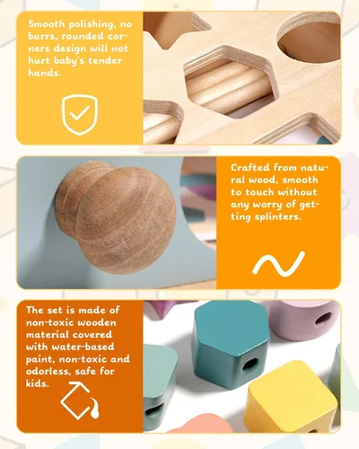 Miniatura 4 de Biottro Montessori - Juguetes para niños de 3, 4, 5 años, 5 en 1, juguete educativo de aprendizaje para niños y niñas, cuentas apilables a juego