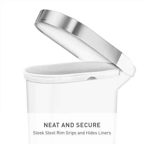 Miniatura 4 de simplehuman Slim Step - Bote de basura de cocina de 40 litros/10.6 galones, borde con revestimiento de acero inoxidable, pedal de 150,000 pasos, Gris