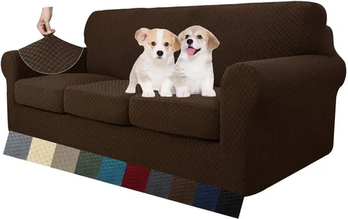 Miniatura 57 de MAXIJIN funda para sofá de 4 piezas, para sofás de 3 plazas, muy elástica, no se desliza, para perros, para mascotas, protector elástico de muebles