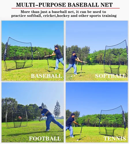 Miniatura 5 de 7x7ft/8x8ft Baseball Softball Net with Steel Frame for Batting, Hitting, Pitching, Portable Baseball Batting Net with Carry Bag, Great for All Levels