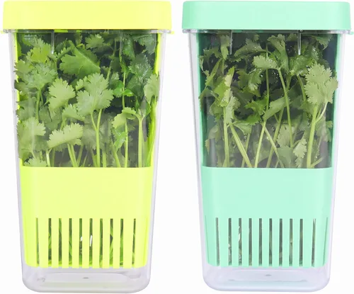Miniatura 13 de LUVCOSY Herb Keeper, protector de hierbas de plástico sin BPA con una cesta interior para cilantro, menta, perejil y espárragos, mantiene