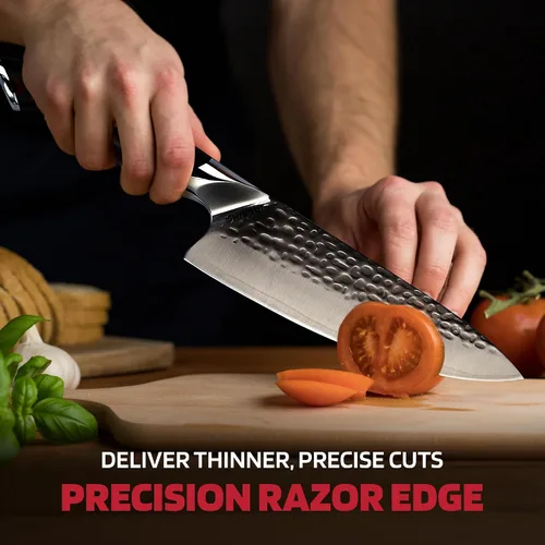 Miniatura 6 de SHIKARI Cuchillo de chef – Cuchillo japonés de 8 pulgadas con espiga completa VG-10 de acero de Damasco – Cuchillo de chef profesional con mango