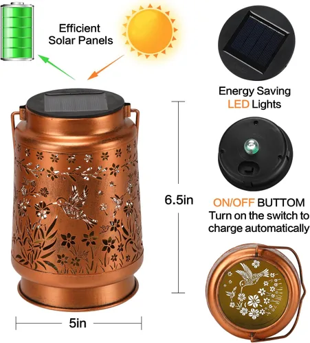 Miniatura 8 de Faroles solares de colibrí para exteriores, impermeables, decoración de jardín, luz LED de metal, regalos de cumpleaños para mujeres, mamá, regalos