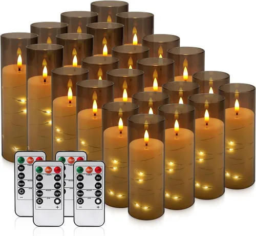 Miniatura 10 de YOROXRG Paquete de 12 velas LED sin llama, funcionan con pilas, impermeables
