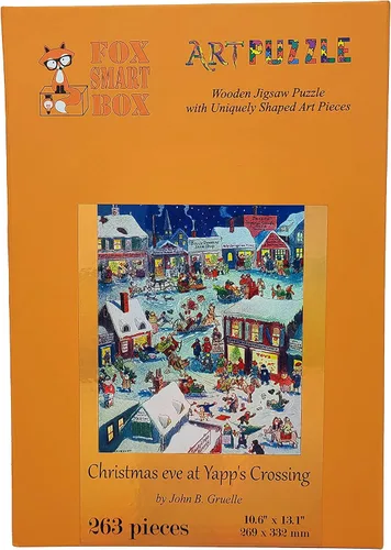 Miniatura 8 de Rompecabezas de madera para adultos, piezas de forma única, fabricado en los Estados Unidos por FoxSmartBox - 263 piezas - Nochebuena en Yapp's