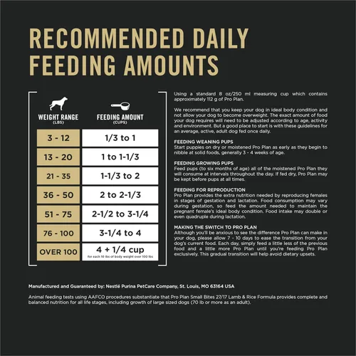 Miniatura 5 de Purina Pro Plan Alimento para perros con alto contenido de proteínas, bocadillos pequeños, fórmula SPORT 27/17 de cordero y arroz, bolsa de 37.5