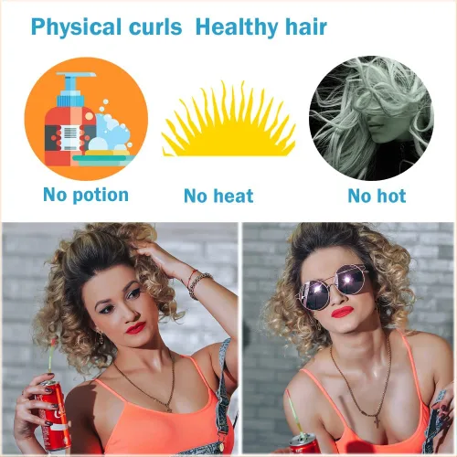 Miniatura 4 de Rodillo de pelo de varilla flexible para cabello corto medio, rizador de pelo sin calor para flequillo, azul aguamarina