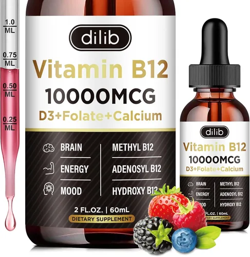Miniatura 11 de Complejo de vitamina B12 de 10000 mcg Suplemento sublingual triple líquido B-12 gotas Mezcla de metilcobalamina y adenosilcobalamina e hidroxo