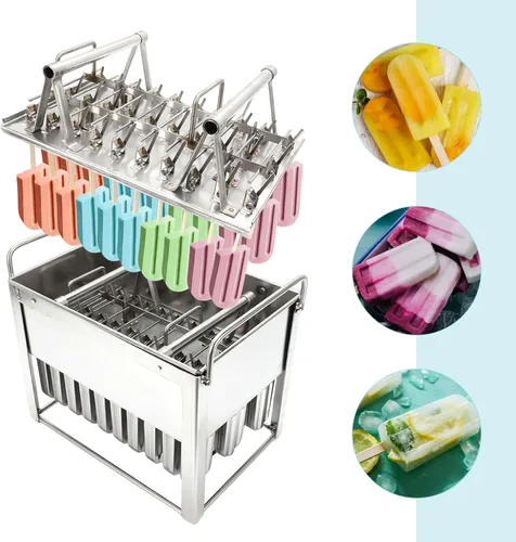 Miniatura 4 de 30 moldes comerciales para paletas de hielo, máquina de paletas de hielo de acero inoxidable, cabeza redonda con molde de golosinas congeladas