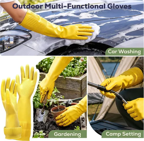 Miniatura 5 de FMP Brands 3/6/12/60 pares de guantes de goma extra largos de 15 pulgadas para lavar platos, antideslizantes para limpieza, cocina, baño, jardinería