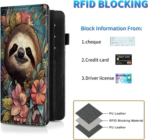Miniatura 42 de Funda para chequera para hombres y mujeres, cartera de cuero RFID con ranuras para tarjetas de crédito, soporte de cheques duplicados personales