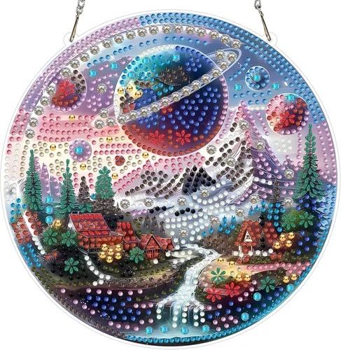 Miniatura 16 de MXJSUA Adornos colgantes de escena de otoño con kits de cadena para adultos, pintura de diamantes de cristal de forma especial 5D, decoración