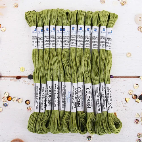 Miniatura 43 de 12 madejas ThreadArt Premium de hilo de bordar de algodón egipcio de fibra larga Gris antiguo 6 hilos divisibles de 8.75 yardas cada uno