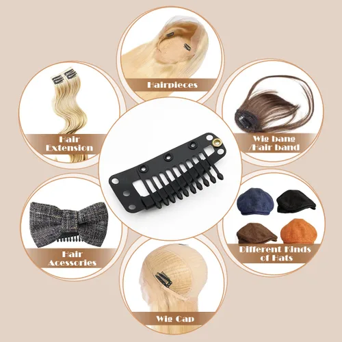 Miniatura 60 de Dreamlover - Clips para extensiones de cabello, clips para peluca con 9 dientes, 30 piezas Beige