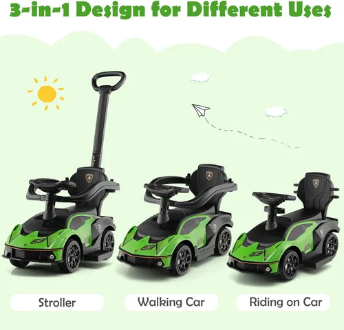 Miniatura 2 de GLACER Lamborghini - Cochecito de juguete 3 en 1 con licencia para niños con asa de empuje, barandilla para apoyabrazos, almacenamiento debajo