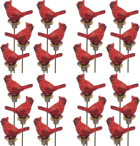 Miniatura 11 de Cardinal Yard and Garden Stakes - Juego de 6 estacas decorativas para plantas y patio, cardenales en palos de metal, decoración para exteriores, 10