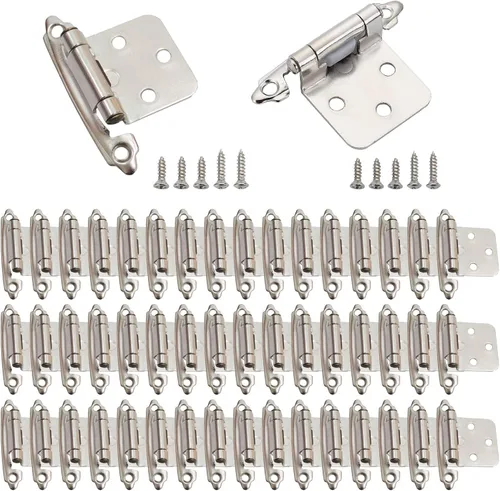 Miniatura 13 de 12 bisagras negras para puerta de gabinete, bisagras de cierre automático de cocina superpuestas de 1/2 pulgada (6 pares)