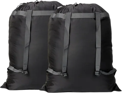 Miniatura 16 de Paquete de 2 mochilas para lavandería, 27 x 34 pulgadas, bolsa de lavandería resistente con correas para el hombro, cierre de cordón, mochila