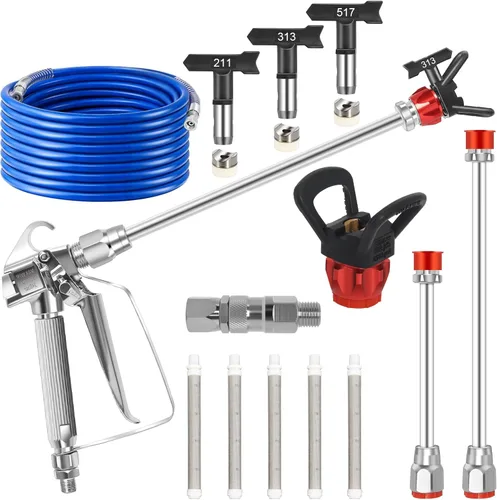 Miniatura 7 de Kit de pistola pulverizadora de pintura sin aire, 14 piezas, 3600 PSI de alta presión con 6 puntas reversibles (211/313/415/515/517/623), filtros