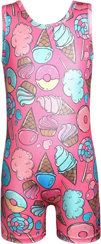 HOZIY - Leotardos de gimnasia para niños pequeños con pantalones cortos para, mallas ciclistas con estampados de arcoíris, unicornio, dinosaurio,