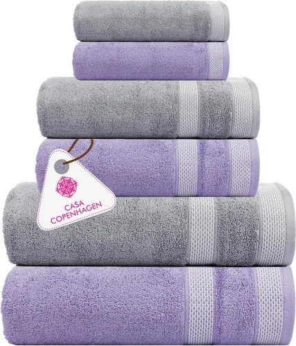 Miniatura 110 de CASA COPENHAGEN Solitaire Juego de 6 toallas - Negro, 600 GSM 2 toallas de baño 2 toallas de mano 2 toallitas, diseñadas en Dinamarca, hechas