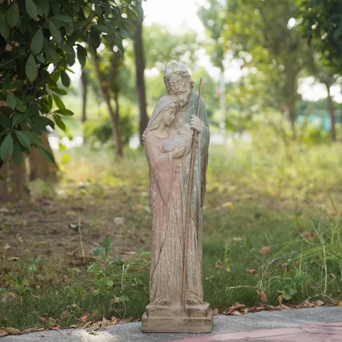 Estatua de jardín de la Sagrada Familia, escultura católica grande al aire libre H31.5 pulgadas, gran Sagrado San José alto, Virgen María,