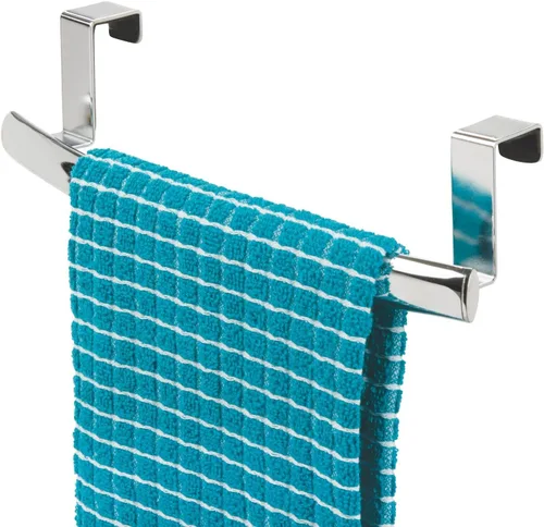 Miniatura 14 de mDesign Barra Curva de Toallas sobre Puerta de Acero, Colgador para Armario o Mueble, Soporte para Cocina, Baño - Sostiene Toallas de Mano/Platos