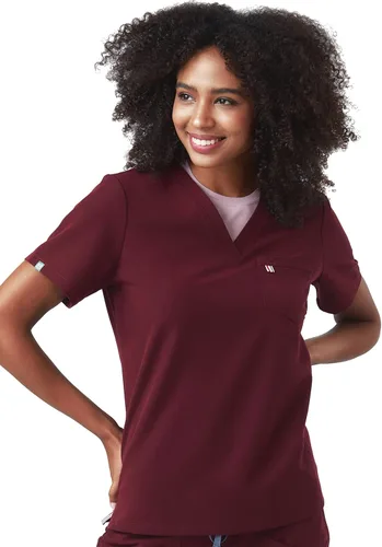 Miniatura 13 de Mediclo Sal Essential - Camiseta médica para mujer, respetuosa con el medio ambiente, sostenible, con cuello en V, bolsillo en el pecho, ropa