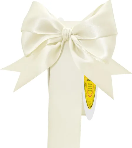 Miniatura 2 de Cinta de satén blanca antigua de doble cara de 1-1/2 pulgadas x 50 yardas, cinta de poliéster para envolver regalos, día de San Valentín, bodas