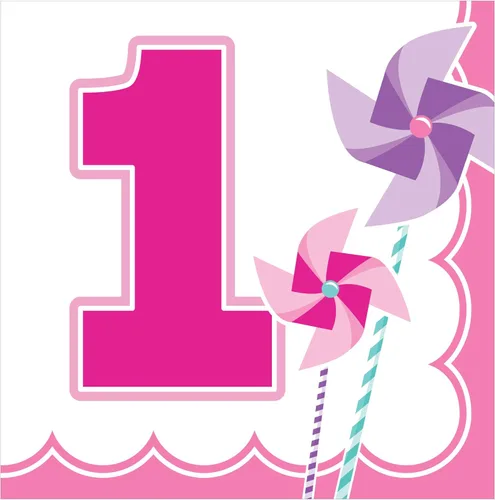 Miniatura 6 de Servilletas de papel para bebidas de 16 unidades, Sweet at One Girls Primer cumpleaños niña