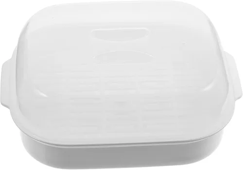 Operitacx Vaporizador de alimentos para microondas Vapor Ventilación Utensilios de cocina Caja de calentamiento para bollos al vapor Color blanco