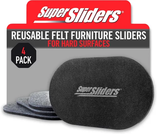 Super Sliders Deslizadores ovalados de fieltro reutilizables de 5-3/4 x 9-1/2 pulgadas XL para superficies duras, almohadillas protectoras