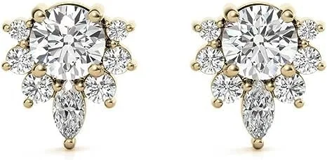 Miniatura 4 de IGI - Aretes redondos de diamantes de laboratorio con certificación Lotus en oro amarillo blanco de 14 k para mujer (color H-I, claridad VS2-SI1)