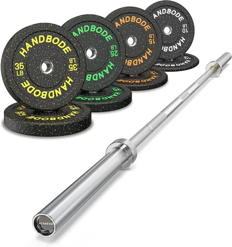 Miniatura 30 de HANDBODE Olympic High-Bounce Bumper Plates Bench Press Barbell Weights Set 2 - Inch, 10-55 lb Rubber Weight Sets for Home Gym, Strength Training
