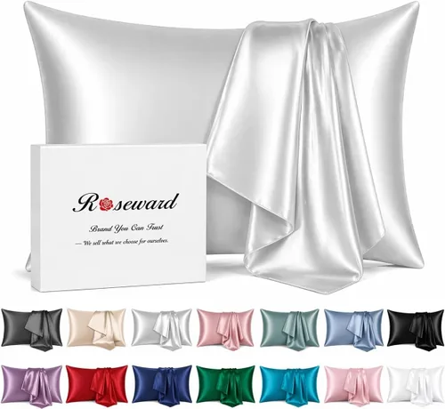 25 Momme - Funda de almohada de seda de morera, 100% seda real, grado 6A, ultra gruesa y suave, cuidado del cabello y la piel, refrescante, Gris