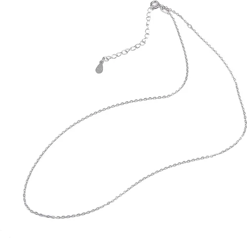 Miniatura 5 de Collar de cadena de cable de plata de ley 925 de 0.039 in, cierre de resorte, ajustable de 15 a 18 pulgadas, Plata esterlina
