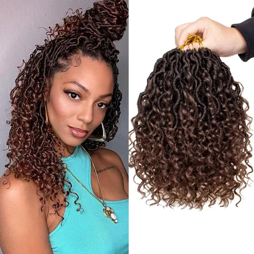 Miniatura 19 de Extensiones de cabello sintético de ganchillo de 24 pulgadas con extremos rizados, extensiones de cabello sintético con extremos rizados, trenzas
