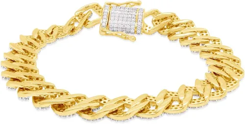 Miniatura 4 de SAVEARTH DIAMONDS Pulsera de eslabones de moissanita creada en laboratorio de corte redondo de 9 12 quilates, 0.472 in de ancho, en oro de 14