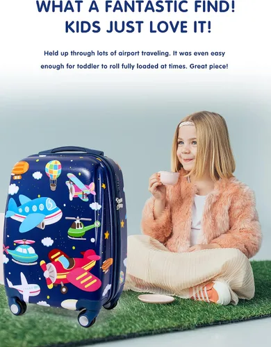 Miniatura 3 de Maleta de mano para niños con 4 ruedas, funda rígida para que los niños pequeños viajen, B-PLA, Katong