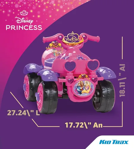 Miniatura 2 de Kid Trax - Cuatriciclo eléctrico de juguete para montar con diseño de Princesas de Disney para niñas pequeñas de 1 año y medio a 3 años