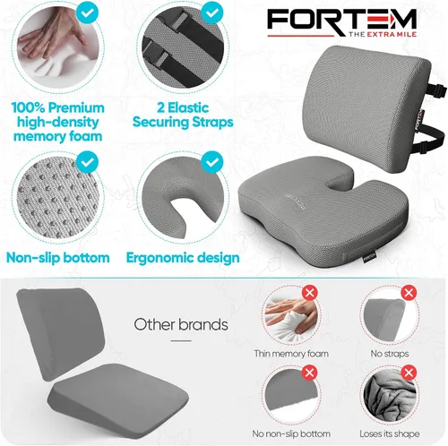 Miniatura 7 de FORTEM Cojín para Asiento, Cojín para Silla de Oficina, Almohada de Apoyo Lumbar para Silla de Oficina, Cojín de Espuma Viscoelástica para Alivio