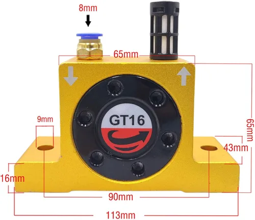 Miniatura 2 de GT-16 G 1/4 '' vibradores de turbina de control neumático vibrador giratorio de aire neumático vibrador industrial silencioso para tolva silenciador