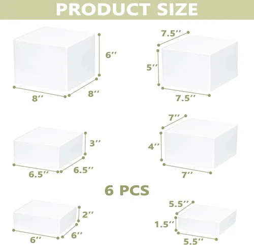 Miniatura 3 de 6 Piezas Elevadores de Buffet, Elevadores de Alimentos para Mesa de Buffet, Elevadores de Exhibición de Cubos Acrílicos con Parte Inferior Hueca