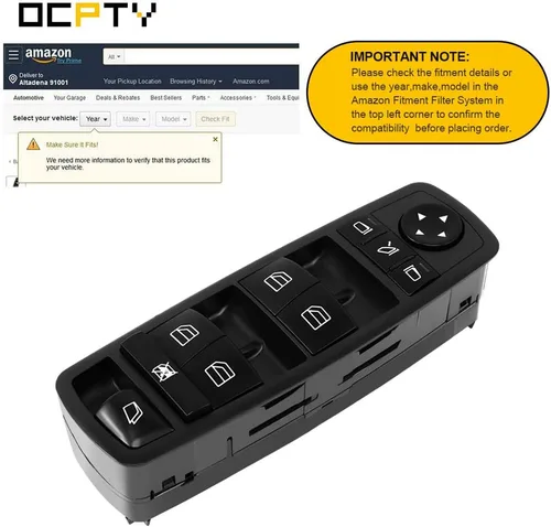 Miniatura 7 de OCPTY Interruptor de elevalunas eléctrico del lado del conductor, interruptor de control maestro para Mercedes-Benz 2007-2009 GL320 para GL350