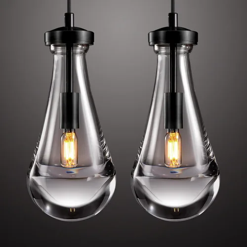 Miniatura 21 de Luces Colgantes Modernas en Forma de Gota de Lluvia, Lámparas Colgantes de Latón de 2 Luces para Isla de Cocina, Iluminación Colgante Dorada