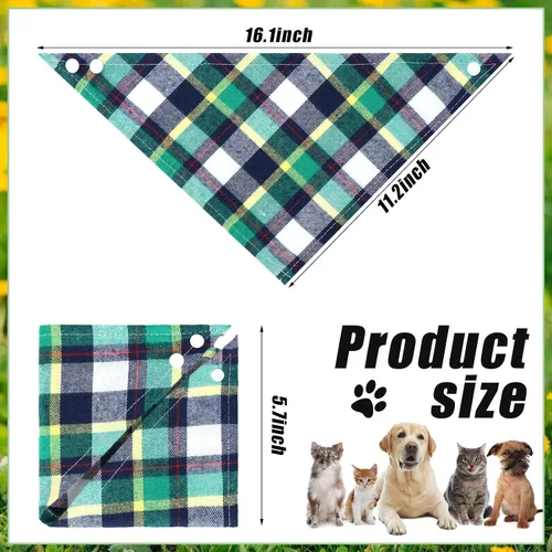 Miniatura 3 de Honoson 6 pañuelos triangulares para perro, bufanda para perro, bufanda con estampado a cuadros, baberos ajustables, lavables, juego de bandana