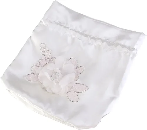 Miniatura 3 de ULTNICE Bolso de mano con cordón para boda, bolso de satén nupcial, Blanco